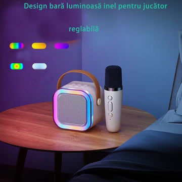 Boxa Cu Microfon Smart, Conectare Bluetooth, IOS/Android, Calitate Inalta A Sunetului, Perfecta Pentru Karaoke, culoare perla