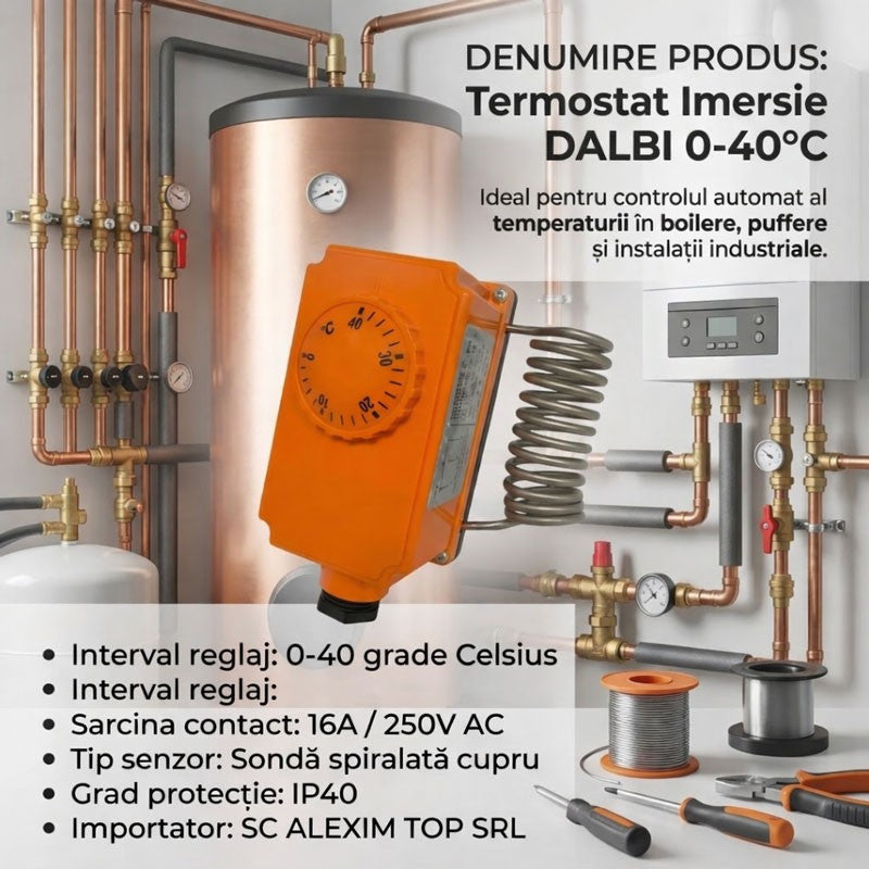 Termostat de Imersie IMIT TC2, Senzor Spirala 0-40 Grade