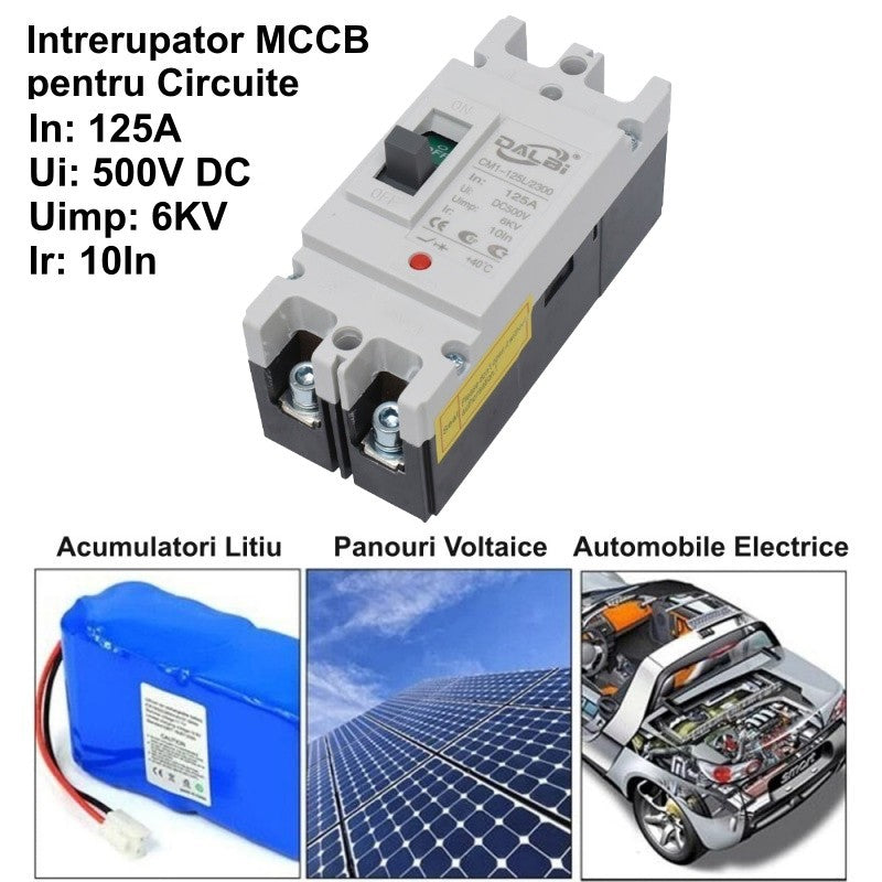 Întrerupător Circuit Solar MCCB 2P 125A 500V DC – Dispozitiv de Protecție pentru Sisteme Fotovoltaice