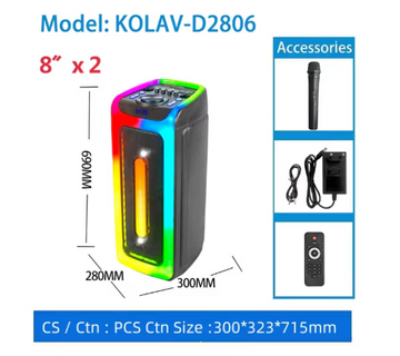 Boxa portabila bluetooth, Kolav D-2806, USB, Radio FM, microfon, joc de lumini RGB
