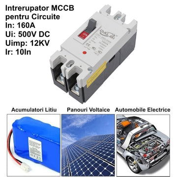 Întrerupător Circuit Solar MCCB 2P 160A 500V DC – Protecție Electrică pentru Sisteme Fotovoltaice