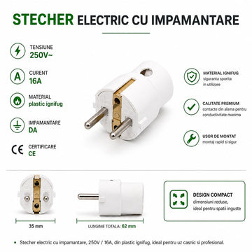 Stecher Electric DALBI 16A 250V, Cu Impamantare, Iesire Laterala
