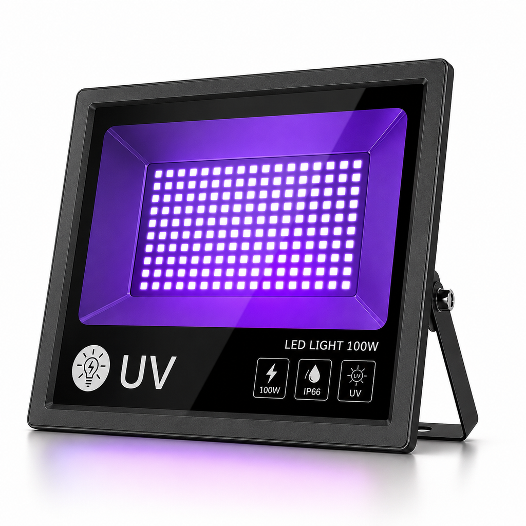 Proiector LED UV 100W IP66 – Lumină Ultravioletă pentru Petreceri, Cluburi, Evenimente, Fluorescență și Efect Black Light