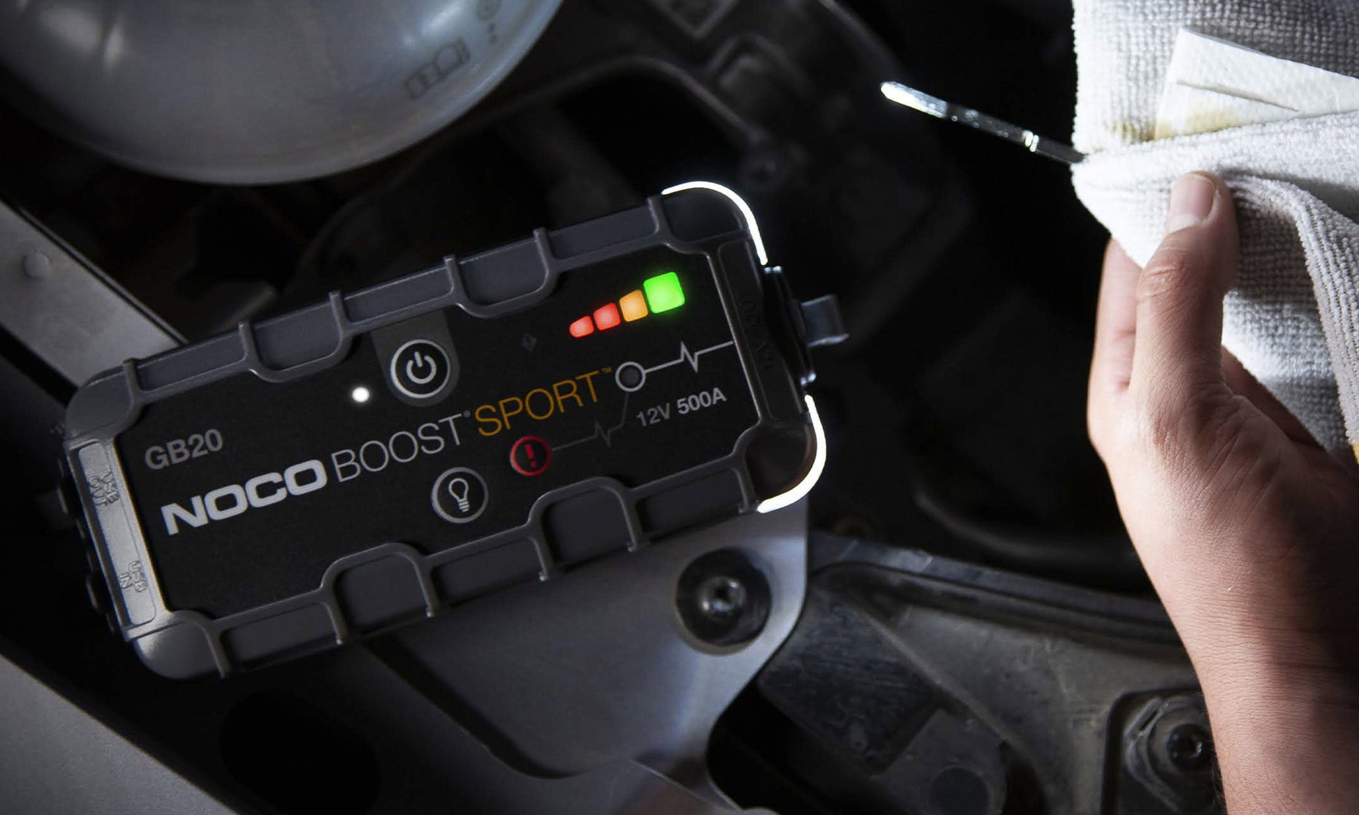 Robot Pornire Auto, Jump Starter Auto Noco GB20, 12V Portabil, Curent Pornire 500A, Baterie Litiu-Ion