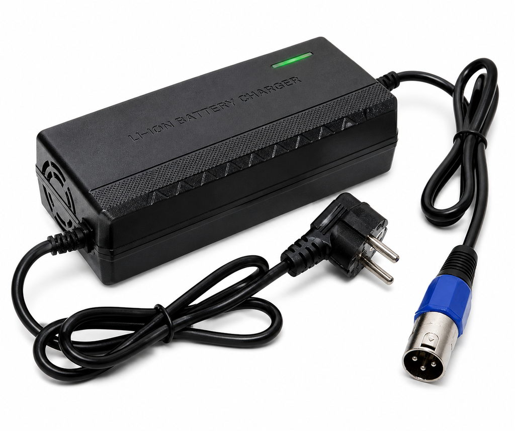 Încărcător Li-ion 36V 2A cu Conector XLR – Soluție Eficientă pentru Baterii de Biciclete Electrice și Alte Dispozitive