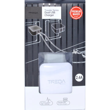 Hálózati töltő - 2 x USB / 2.4A TREQA