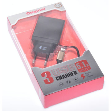 GYORS hálózati töltő - 5.1A/Iphone + 3 x USB