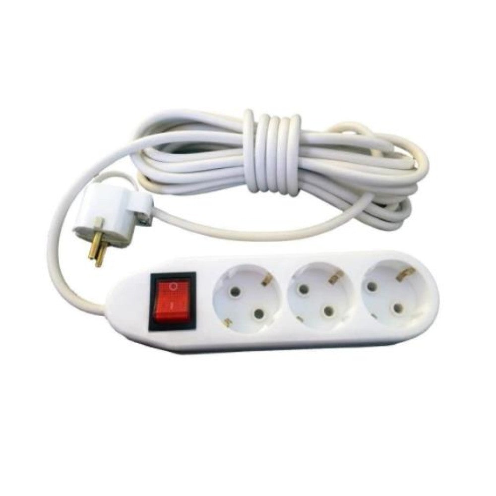 Prelungitor Electric 2M cu 3 Prize și Întrerupător – Ceramica Ipee pentru Birou, Acasă sau Utilizare Comercială