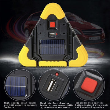 Lampa de Avertizare Triunghiulară cu Acumulatori și Panou Solar – Sistem de Siguranță pentru Drumuri și Construcții