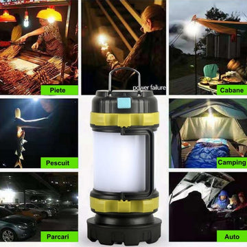 Lampa Multifuncțională LED T6 de 100W – Iluminare Puternică pentru Activități Interioare și Exterioare