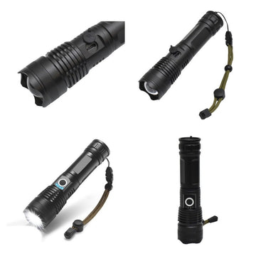 Lanterna LED P50 cu 5 Moduri de Lumină și Zoom – Ideală pentru Camping, Drumeții și Activități Exterioare