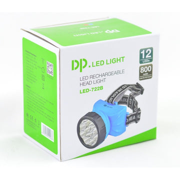 Lanternă de Cap Reîncărcabilă cu 12 LED-uri – Lumină Puternică și Portabilă pentru Camping, Drumeții sau Activități Exterioare