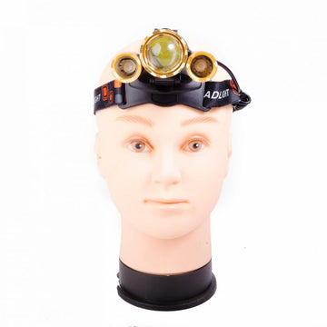 Lanternă de Cap cu Acumulator 3xT6 LED CREE – Iluminare Puternică și Eficientă pentru Camping, Drumeții și Activități Exterioare