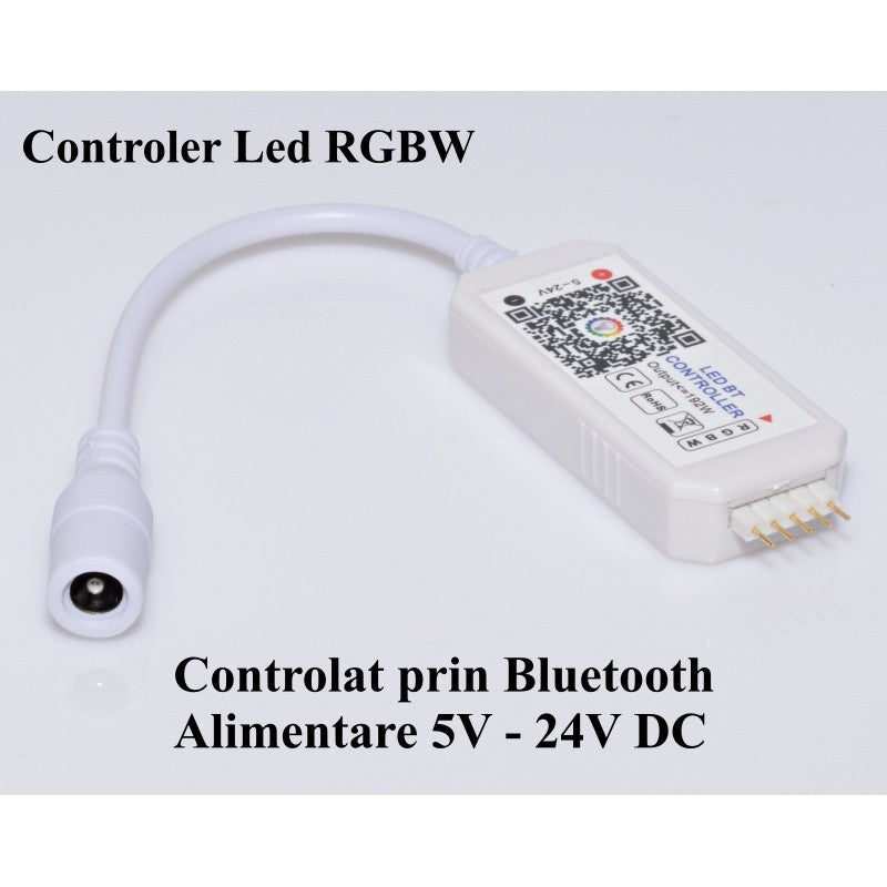 Mini Controler RGBW Led cu Bluetooth, 5-24V/4A - Frize