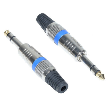 Mufă Jack 6,3mm Stereo Tata cu Inel Albastru – Conector Audio pentru Echipamente Muzicale și Profesionale