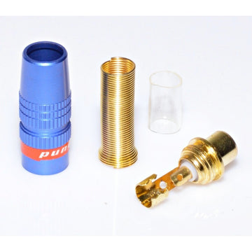 Mufă RCA Mama Gold-Albastru cu Arc – Conector Audio Video pentru Dispozitive Multimedia