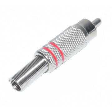 Mufă RCA Metalică Roșie Tata – Conector Audio Video de Calitate pentru Îmbinări Stabilite