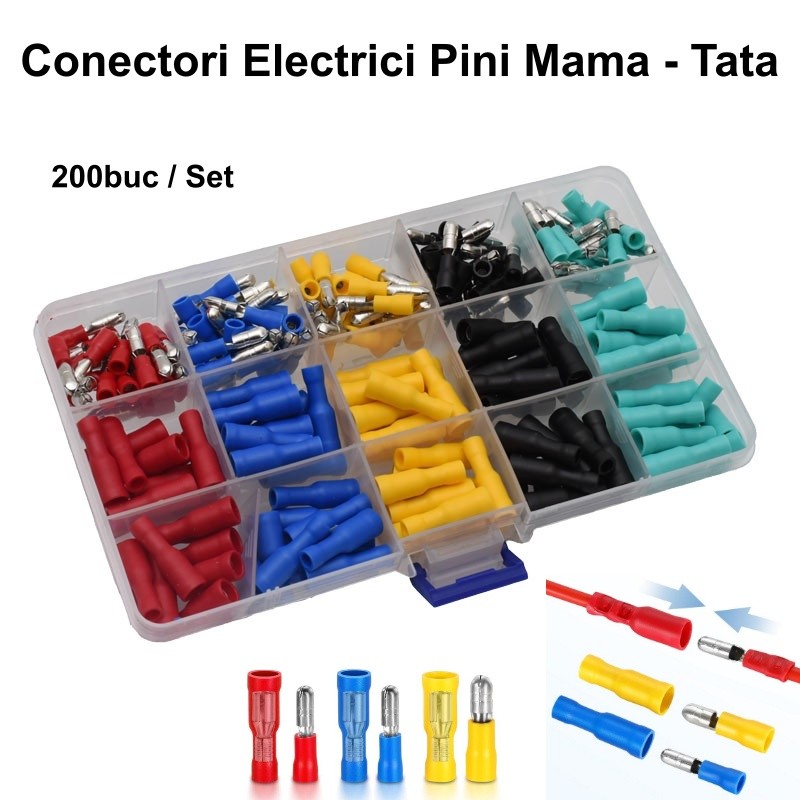 Papuci Electrici tip Pini Terminali Mama - Tata, 200buc / Set