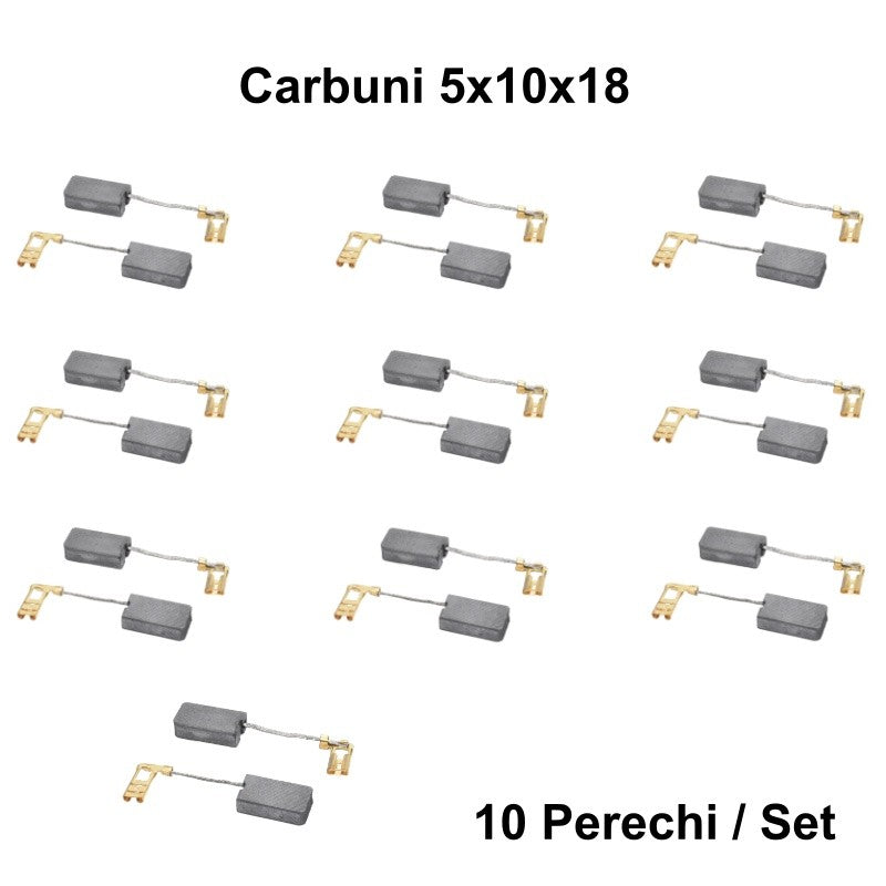 Set 10 Perii Colectoare cu Carbuni 5x10x18mm și Papuc M 4,8mm Cot – Accesorii pentru Motoare Electrice și Generatoare