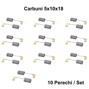 Set 10 Perii Colectoare cu Carbuni 5x10x18mm și Papuc M 4,8mm Cot – Accesorii pentru Motoare Electrice și Generatoare