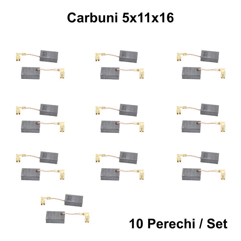 Set 10 Perii Colectoare cu Carbuni 5x11x16mm - Papuc M 2,8mm Cot pentru Motoare Electrice