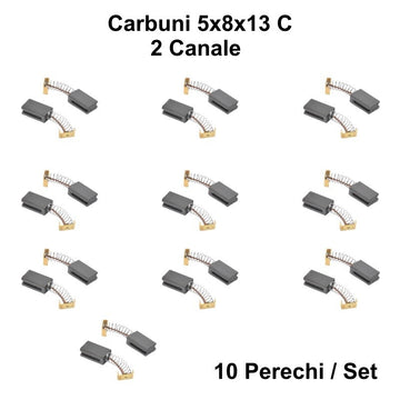 Set 10 Perii Colectoare cu Carbuni 5x8x13 C pentru 2 Canale - Accesorii Electrice pentru Reparatii si Mentenanta