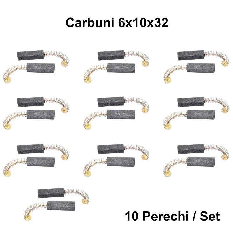 Set 10 Perii Colectoare cu Carbon 6x10x32mm cu Arc – Accesorii pentru Motor Electric, Reparatii si Intretinere