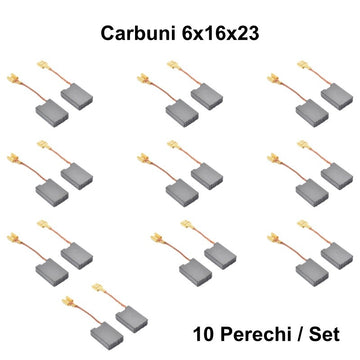 Perii Colectoare din Carbune 6x16x23mm pentru Papuc M 6,3mm – Set de 10 Pungi pentru Reparatii Electrice si Mentenanta