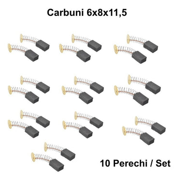 Set 10 Perii Colectoare din Carbon 6x8x11,5mm - Accesorii pentru Motoare Electrice și Generatoare
