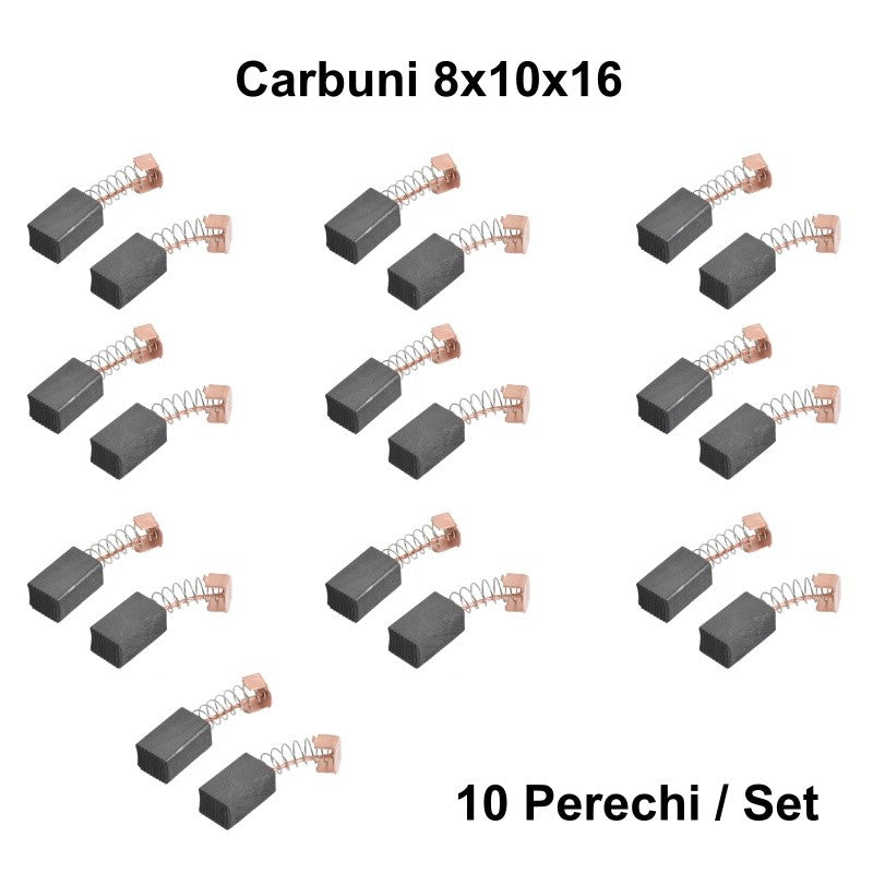 Perii Colectoare pentru Motoare cu Carbuni 8x10x16mm - Set de 10 Piese cu 2 Canale, Pachet Practic