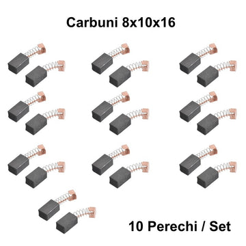 Perii Colectoare pentru Motoare cu Carbuni 8x10x16mm - Set de 10 Piese cu 2 Canale, Pachet Practic