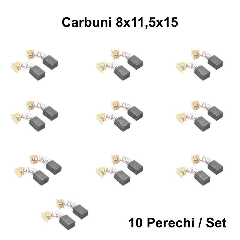 Set 10 Perii Colectoare din Carbon 8x11,5x15 mm – Accesorii pentru Motoare Electrice și Generatoare