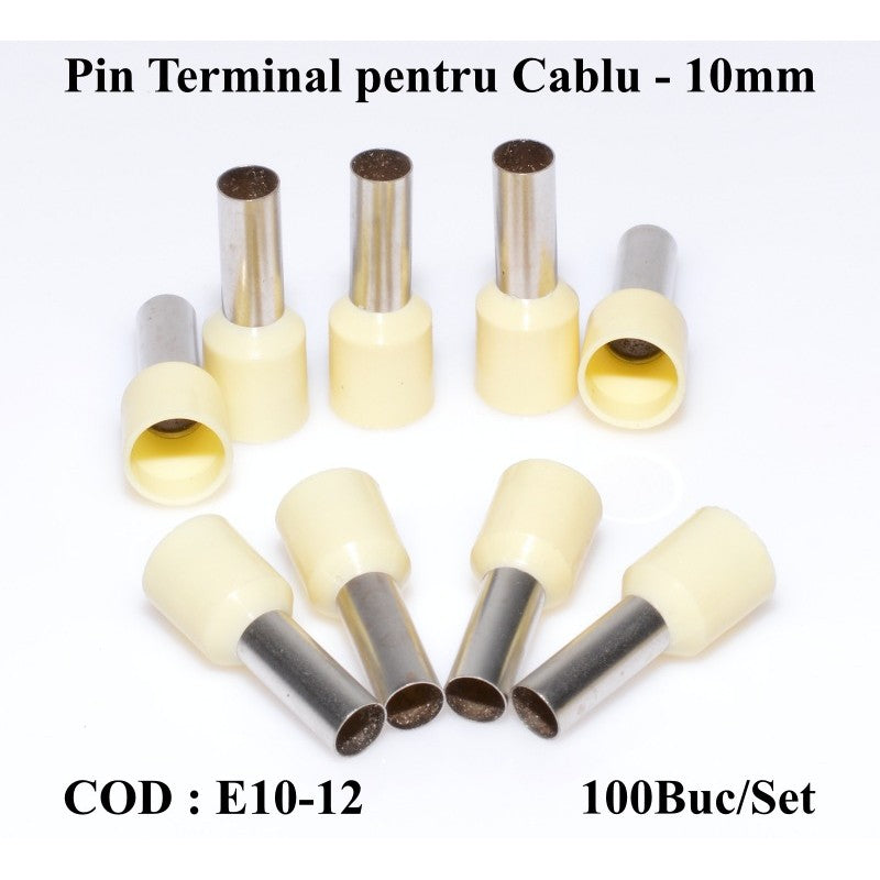 Pin Terminal de Cablu E10-12 Crem, 100Buc/Set - Frize