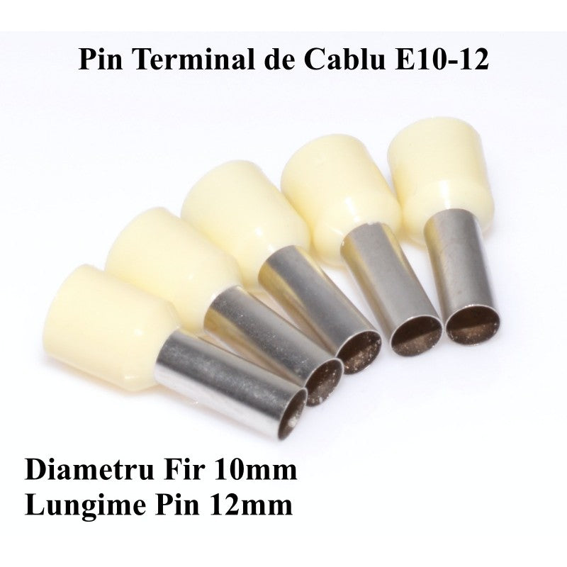 Pin Terminal de Cablu E10-12 Crem, 100Buc/Set - Frize