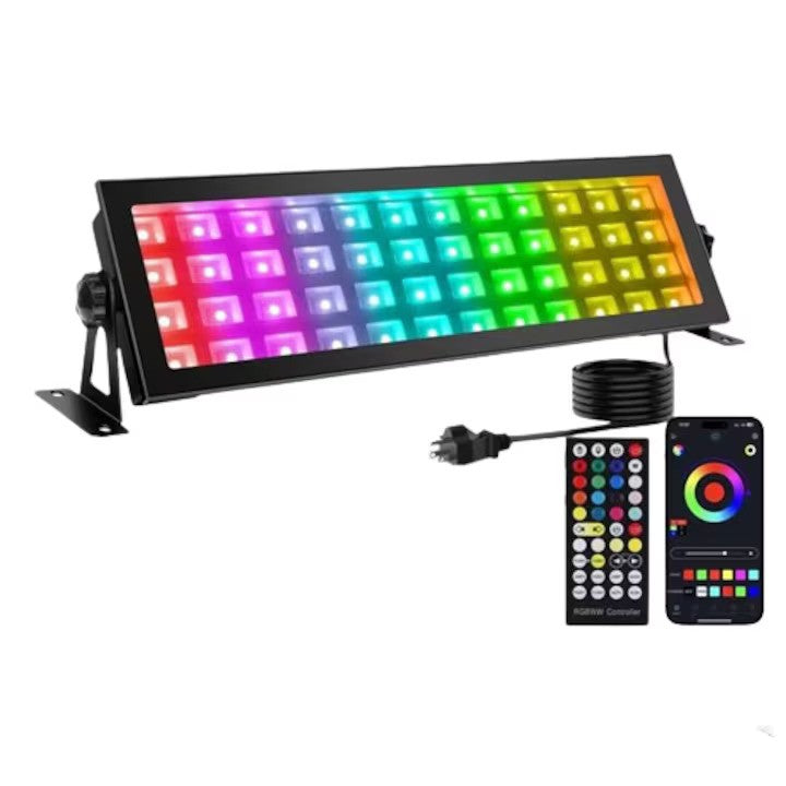 Smart RGBCW LED projektor, Alkalmazás, Beltéri/Kültéri, Vízálló, Internetes telefon vezérlés, Távirányító, Fény programozási mód, 120W, Fekete