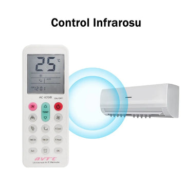 Telecomanda Universala Pentru Aparate de Aer Conditionat, 1000 Modele Presetatel, Ecran Digital, Afisare Permanenta a Temperaturii, Timer, Alb