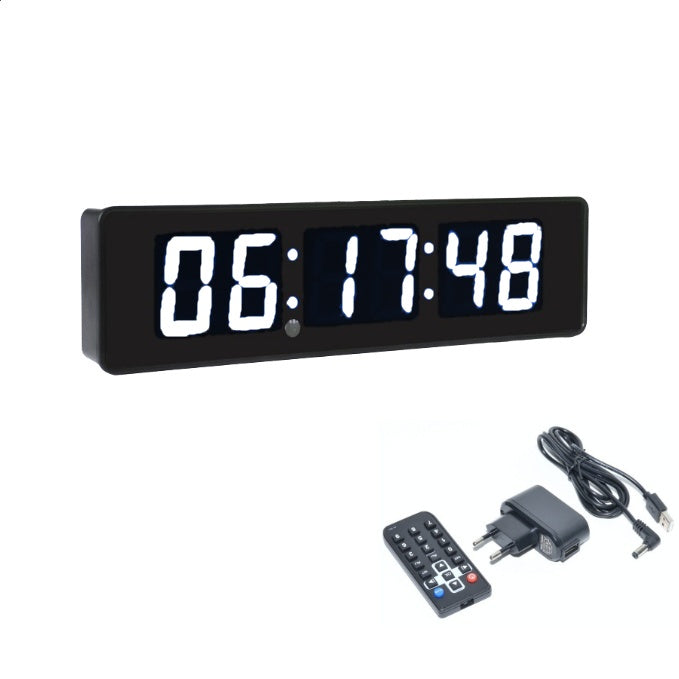 Ceas Digital de Masa si de Perete cu Lumina Led Alb, Cronometru, Timer, Alarma, Luminozitate Adjustabila, 34x9cm