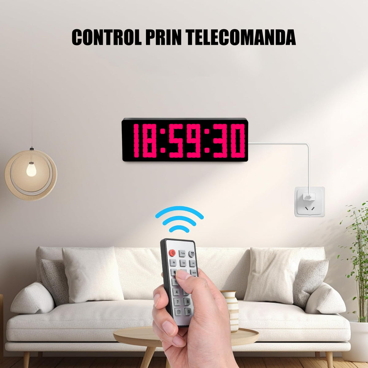 Ceas Timer Ceas Digital de Masă și Perete 32cm cu Afișaj LED Roz – Cronometru ...