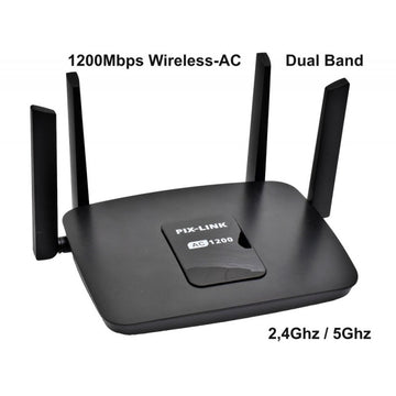 Vezeték nélküli AC 1200Mbps kétsávos 2.4G/5G Pix-Link LV-AC06 router