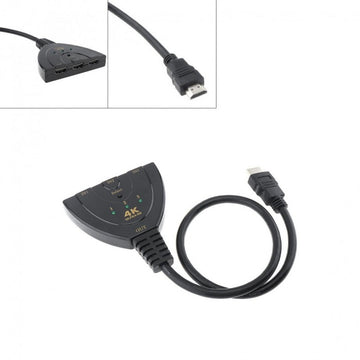 Splitter HDMI 3 IN 1 4K – Conector pentru 3 Dispozitive cu Cablu de 30 cm pentru Televizoare și Proiectoare