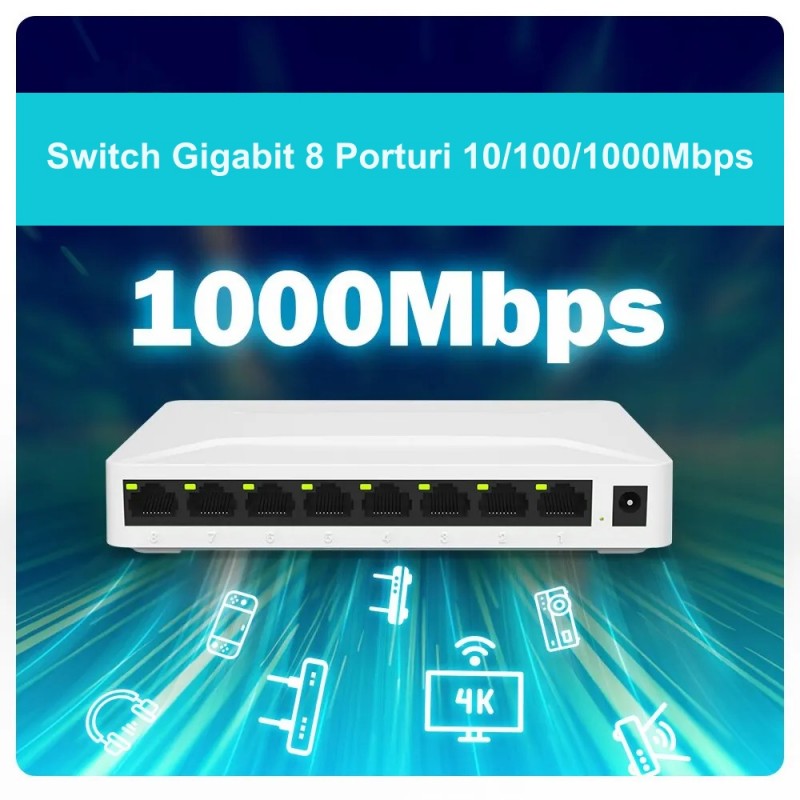Switch Gigabit 8 Ports 10/100/1000Mbps Pix-Link GS08