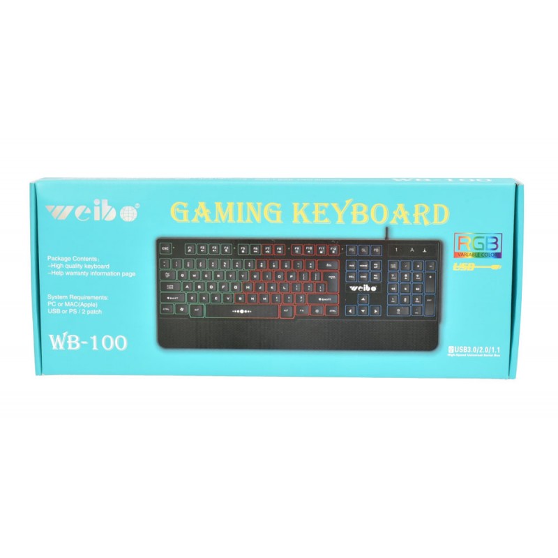 Tastatura cu LED-uri RGB și USB WB-100