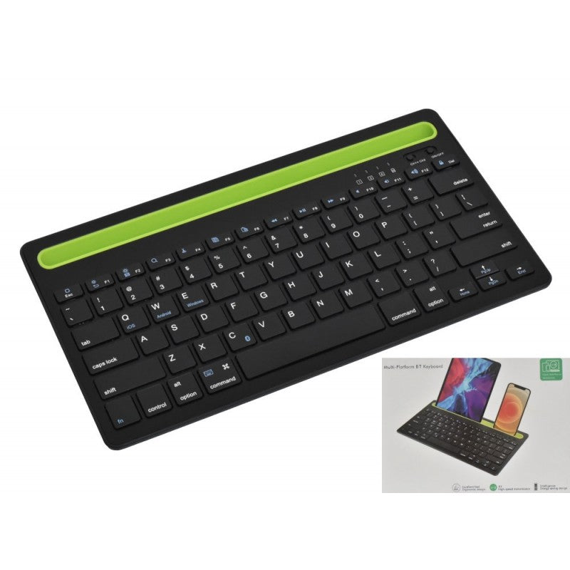 Tastatură Mini Slim Neagră cu Bluetooth și Suport pentru Tabletă și Telefon AS-199 – Ideală pentru Birou și Mobilitate