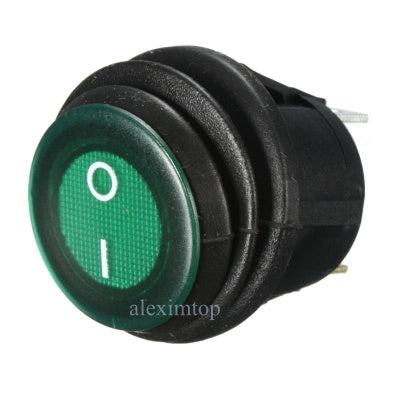 intrerupator buton on-of verde cu cauciuc