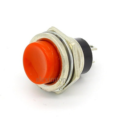 intrerupator push metal rosu fara retinere  220V/3A