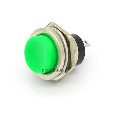 intrerupator push metal verde fara retinere  220V/3A