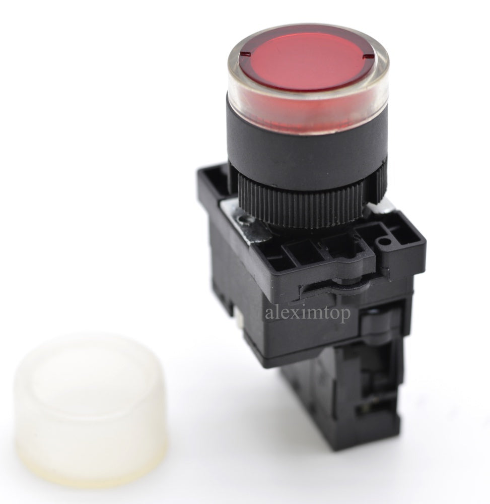 intrerupator buton push cu cauciuc 22mm  rosu  No- EB2