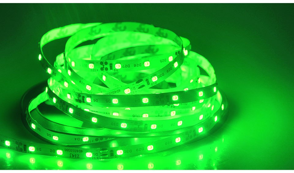 Banda Led 3528 - 60led/m Interior - DC 12V 4,8W/ml , 5m/rola , Verde