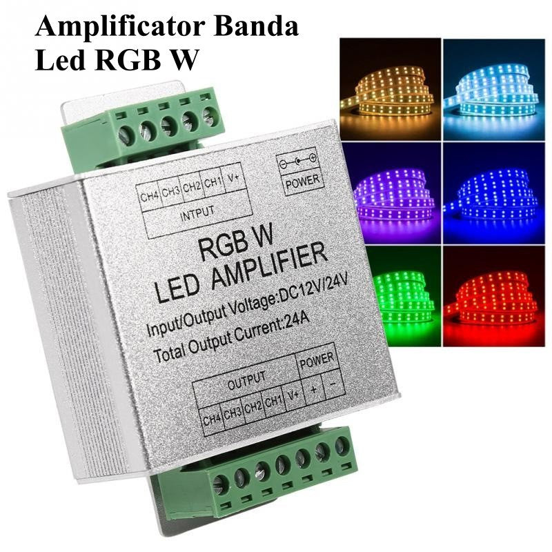 Amplificator Tensiune Banda Led RGBW, DC 12-24V / 24A - Frize