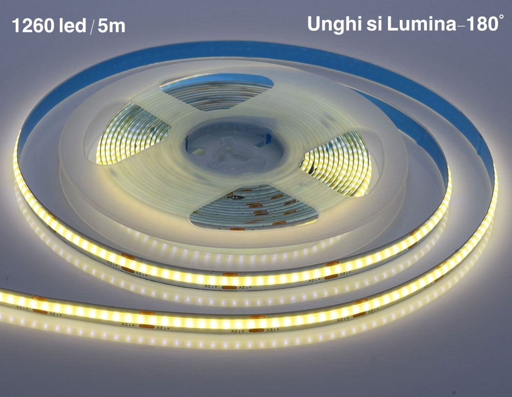 Banda COB Led Alb-Neutru - Flexibil - 252led/m - 12W/ml - Rola/5m - Frize